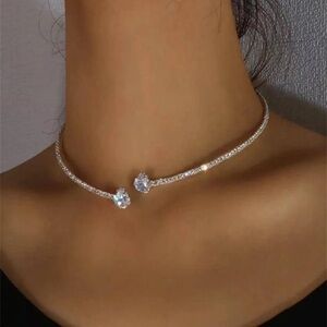 New Rhinestone Cuff Choker Elegant silver Choker Necklace/ adjustable